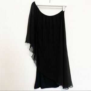 United Colors of Benetton Stile Asymmetrical One Shoulder Drape Mini Dress Black